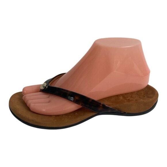 Vionic Flip Flop Sandals Bella Womens Size 7 Black Cheetah Thong Bow Orthopedic - Picture 8 of 11